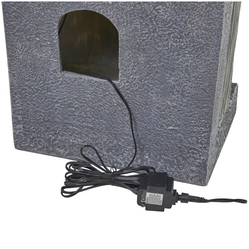 Fiberglass 3 Tier Fountain with LED Light - Gray - Roche River Decor