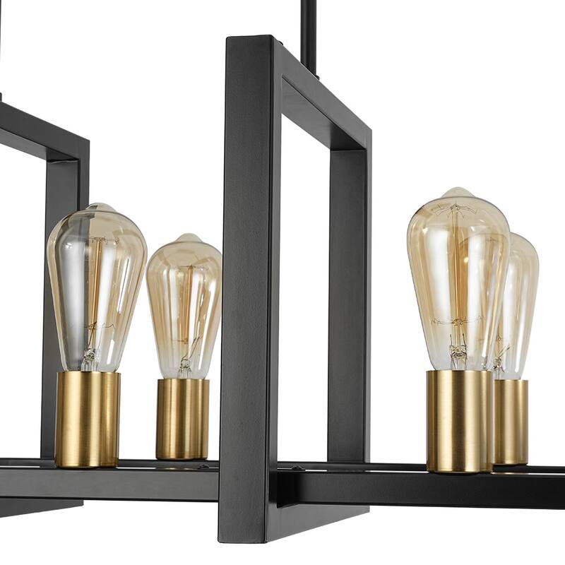 Modern Farmhouse 8-Light Square Frame Kitchen Island Chandelier - 35.8in