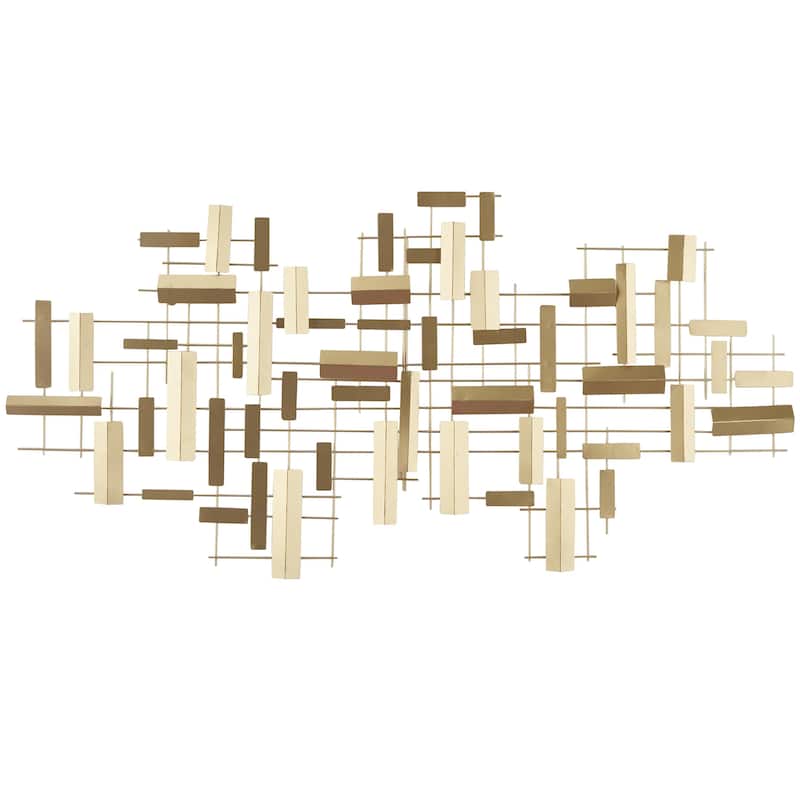 Metal Geometric 3D Stripes Home Wall Decor - Gold or Black - CosmoLiving by Cosmopolitan - Gold