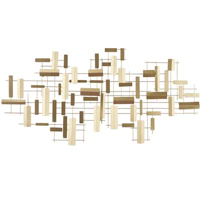 Metal Geometric 3D Stripes Home Wall Decor - Gold or Black - CosmoLiving by Cosmopolitan