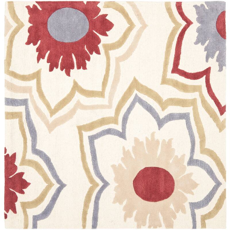 SAFAVIEH Handmade Soho Alaina N.Z. Wool Rug - 6' Square - Ivory/Multi