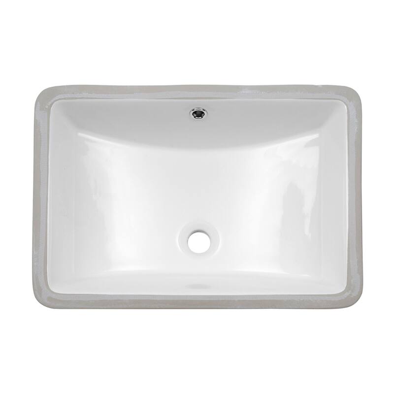 Undermount Bathroom Sink Single Bowl Ceramic Sink with Overflow - 21"x14"