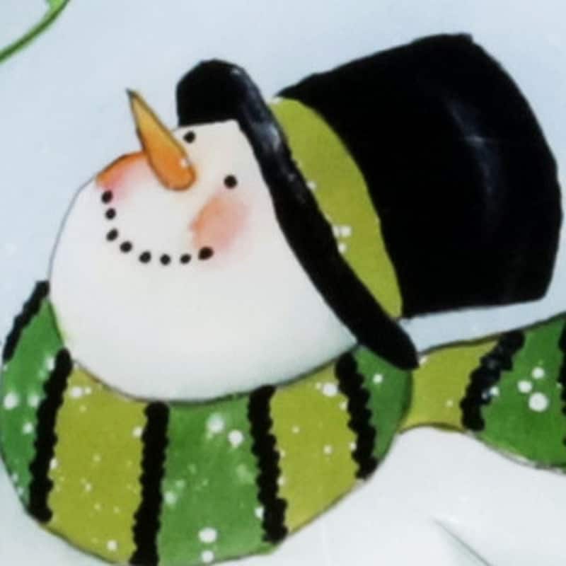 Ice Skating Shamrock Snowman Hand Painted Mouth Blown Glass Ornament - 4.75" x 2.5" x 2.5"