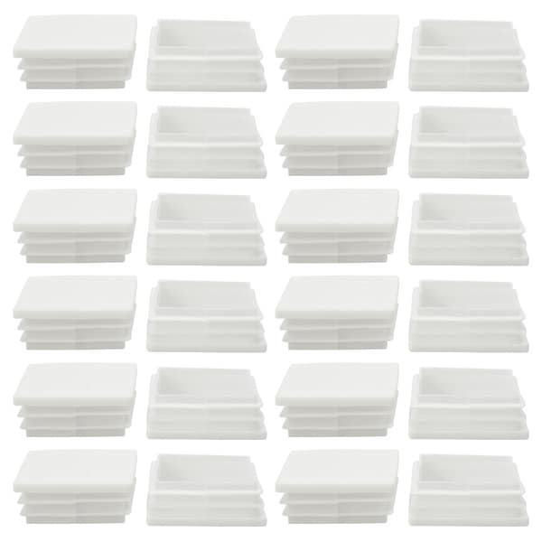 24pcs 50 x 50mm Plastic Square Ribbed Tube Inserts End Cover Cap