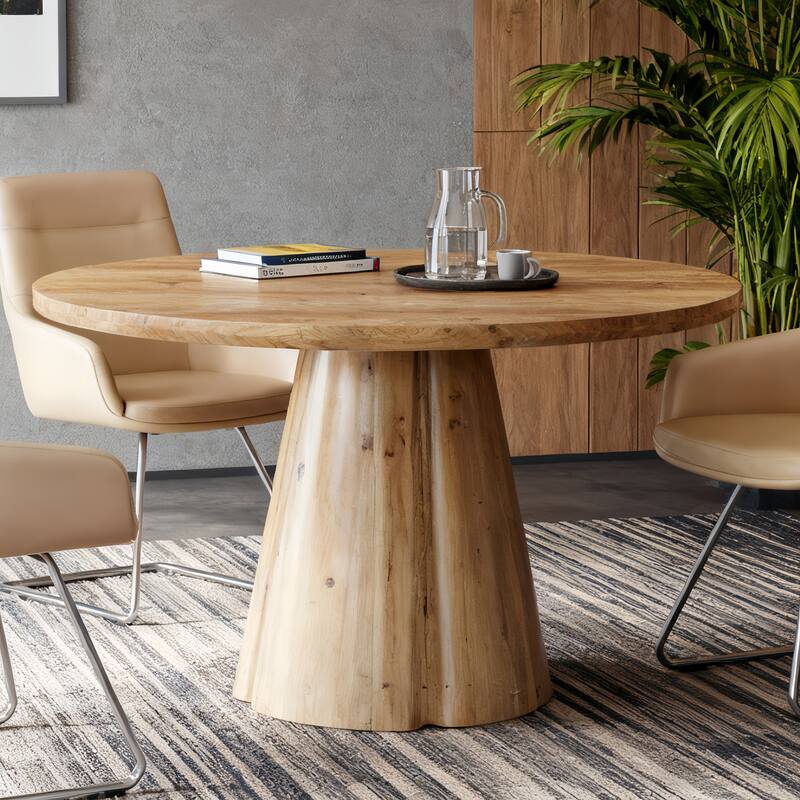 47.24" Solid Wood Round Conference Table for 4-6