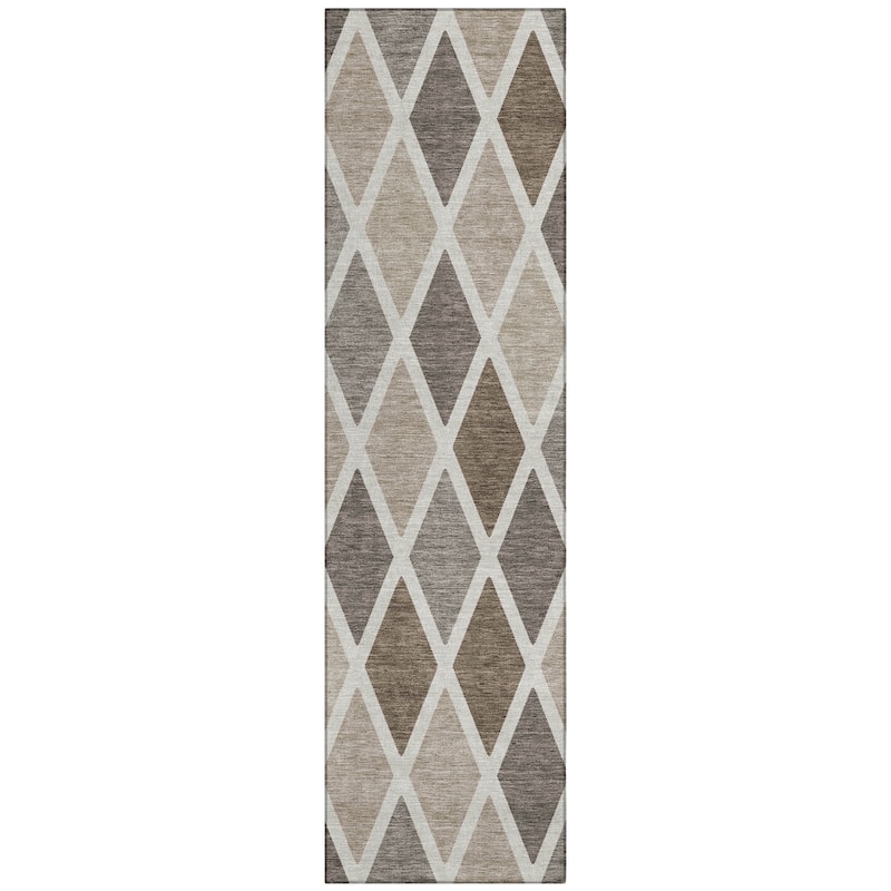 Machine Washable Indoor/ Outdoor Chantille Diamond Prism Rug