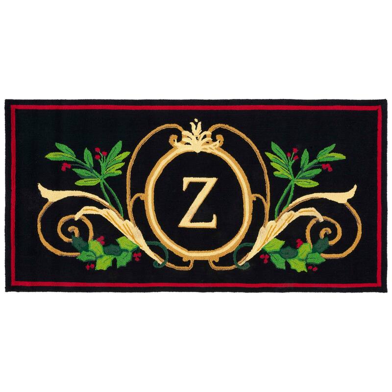 SAFAVIEH Handmade Monogram Florea Casual Rug - 3' x 6' Runner - Z - Black/Multi - Runner