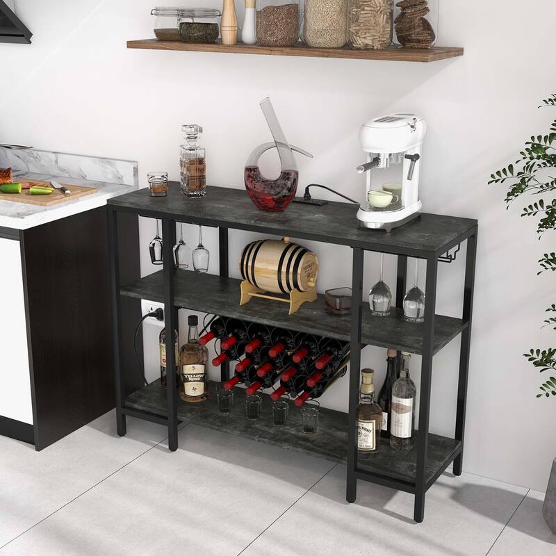Costway Wine Cabinet Bar Table Rack Table for Drinks Glasses with - See Details