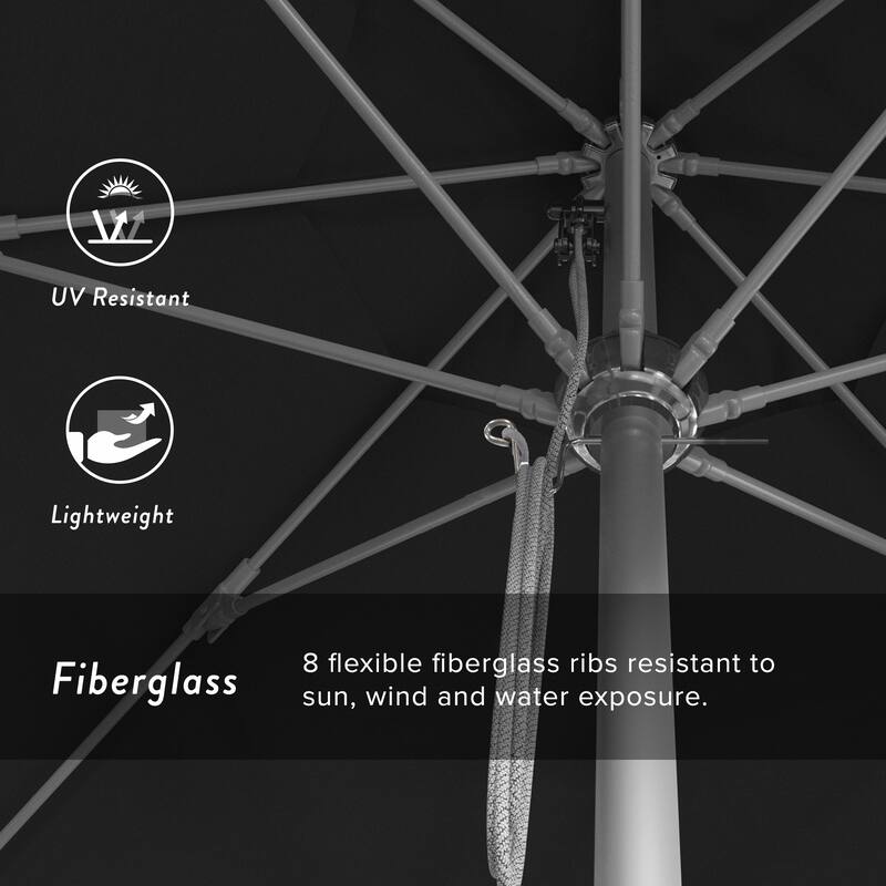 California Umbrella 11' Rd Aluminum Frame, Fiberglass Rib Market Umbrella, Push Open, Anodized Silver Finish, Olefin Fabric