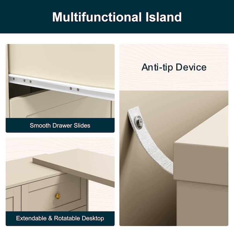 Extendable Makeup Vanity Desk with 6 Drawers