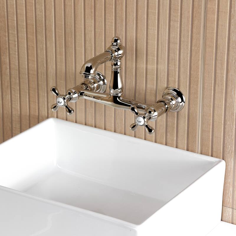 Kingston Brass English Country Two-Handle 2-Hole Wall Mount Bathroom Faucet