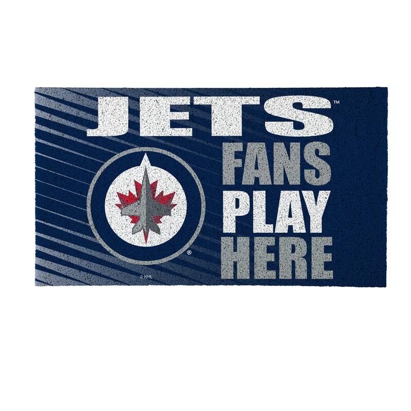 28 in. x 16 in. Winnipeg Jets "Fans Play Here" PVC Door Mat