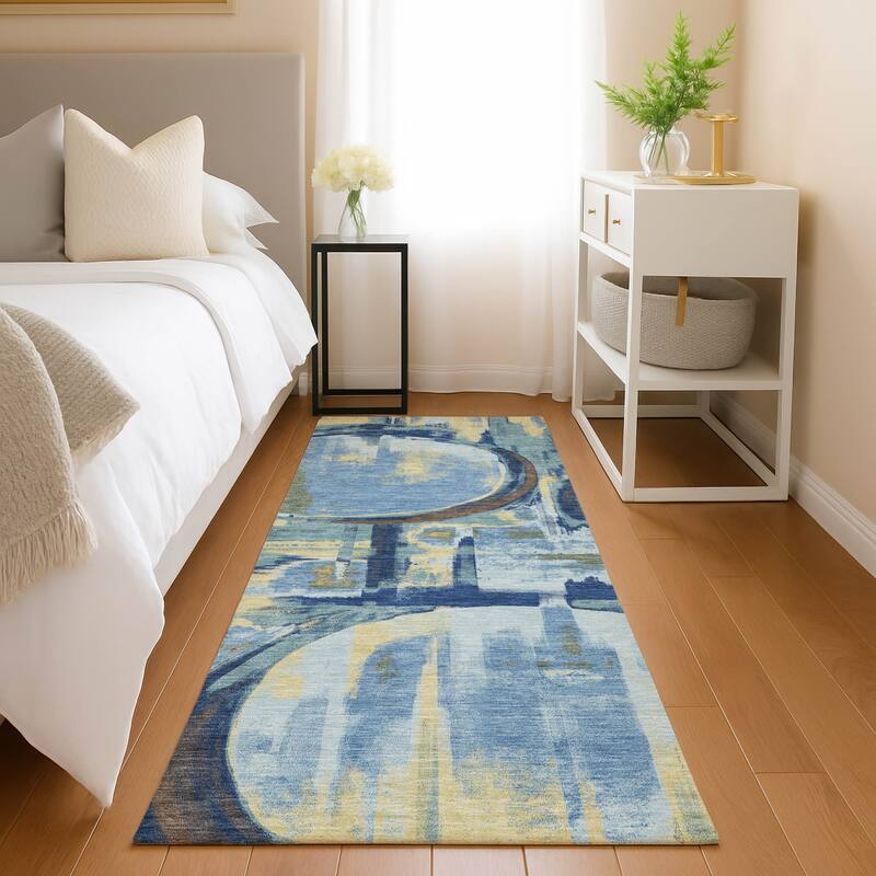 Machine Washable Indoor/ Outdoor Modern Erie Chantille Rug