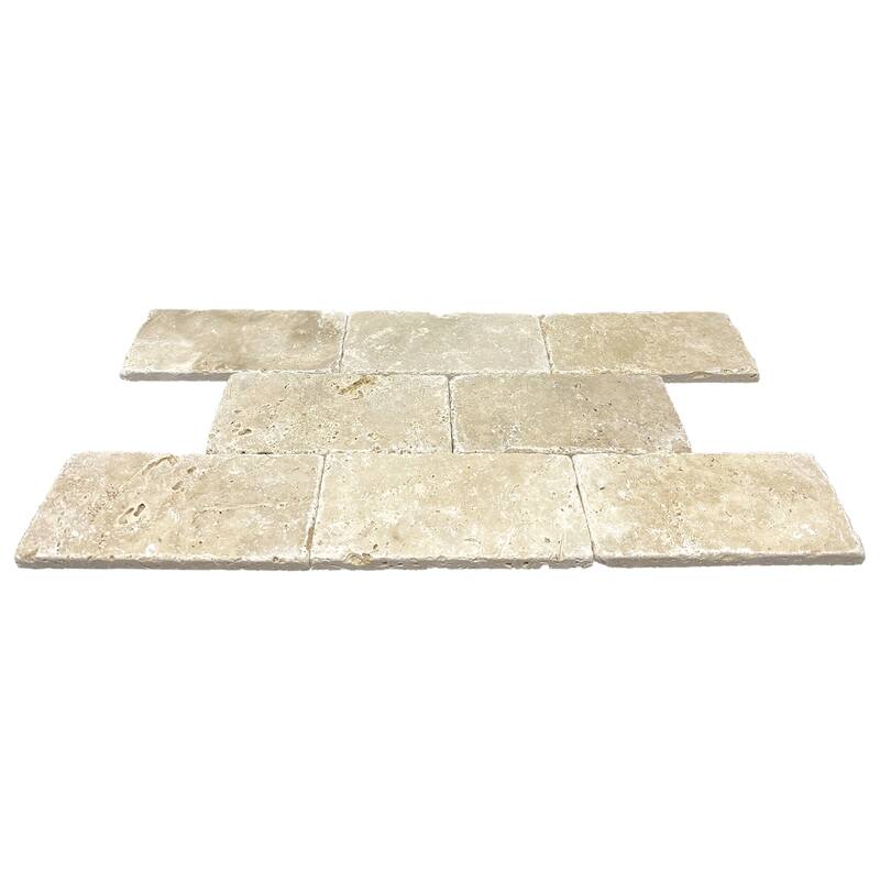 Ivory Travertine 3" x 6" Rustic Tumbled Tile
