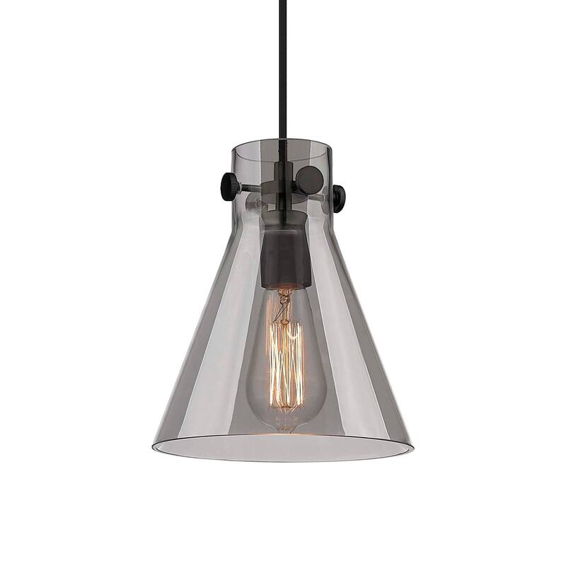 Innovations Lighting 410-1PS-10-8 Newton Cone Pendant Newton Cone 8" - Matte Black / Plated Smoke