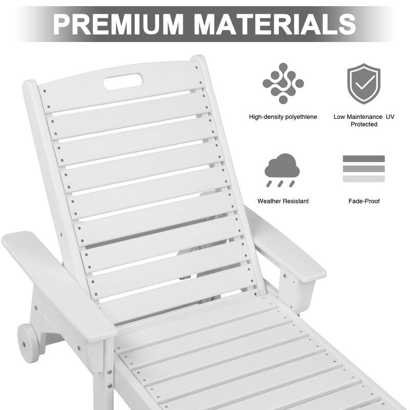 Outdoor Reclining HDPE Single Chaise (1-Piece)