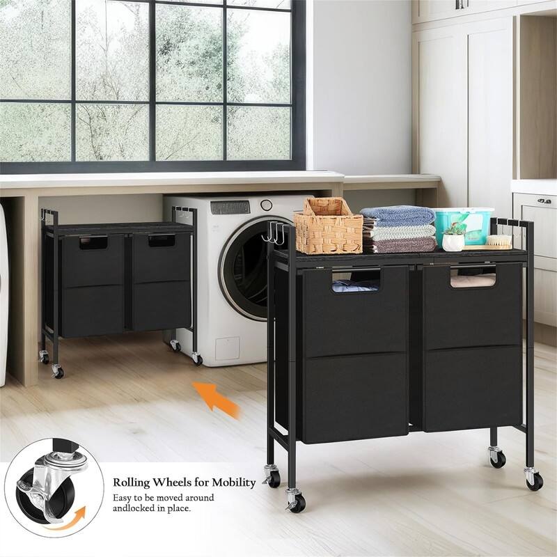 Laundry Hamper with Wheels - 29.4"L x 11.8"W x 29.6"H