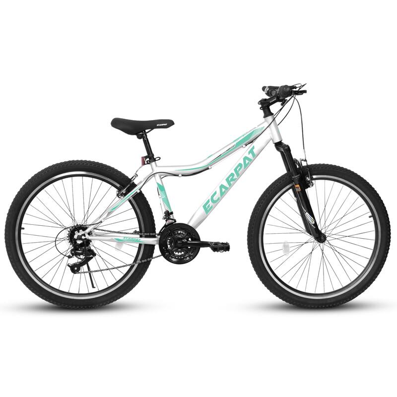 Mountain Bike - Carbon Steel Frame, 21-Speed, V-Brake, Front Suspension, Teenagers/Girls/Women - 26