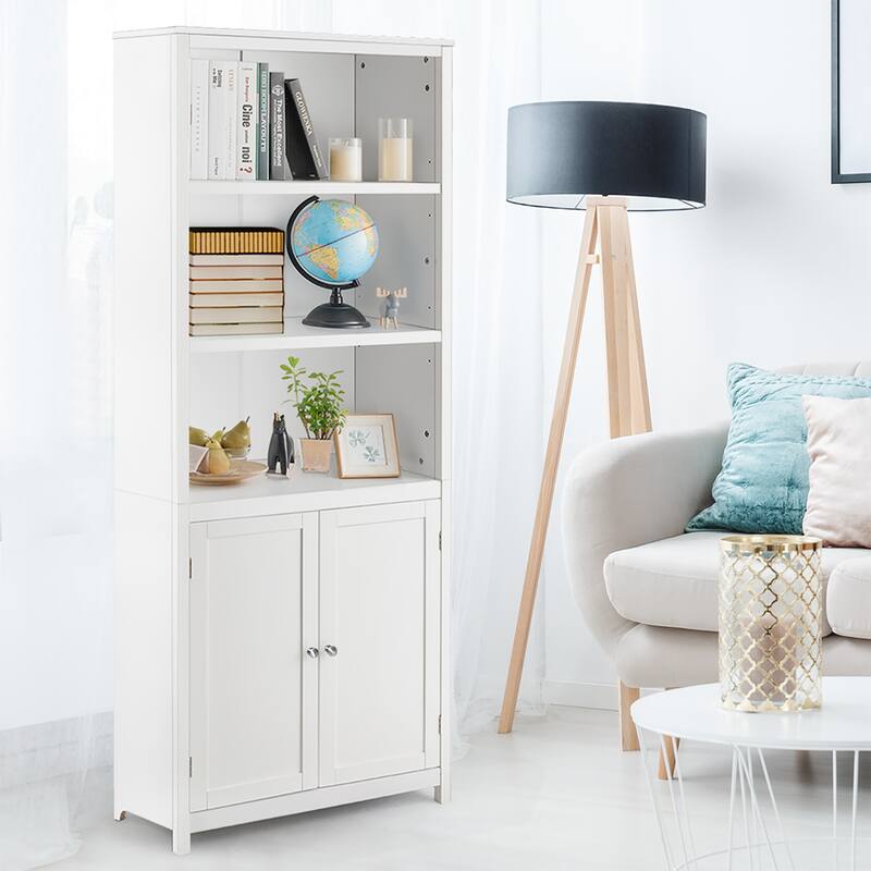 Costway Bookcase Shelving Storage Wooden Cabinet Unit Standing