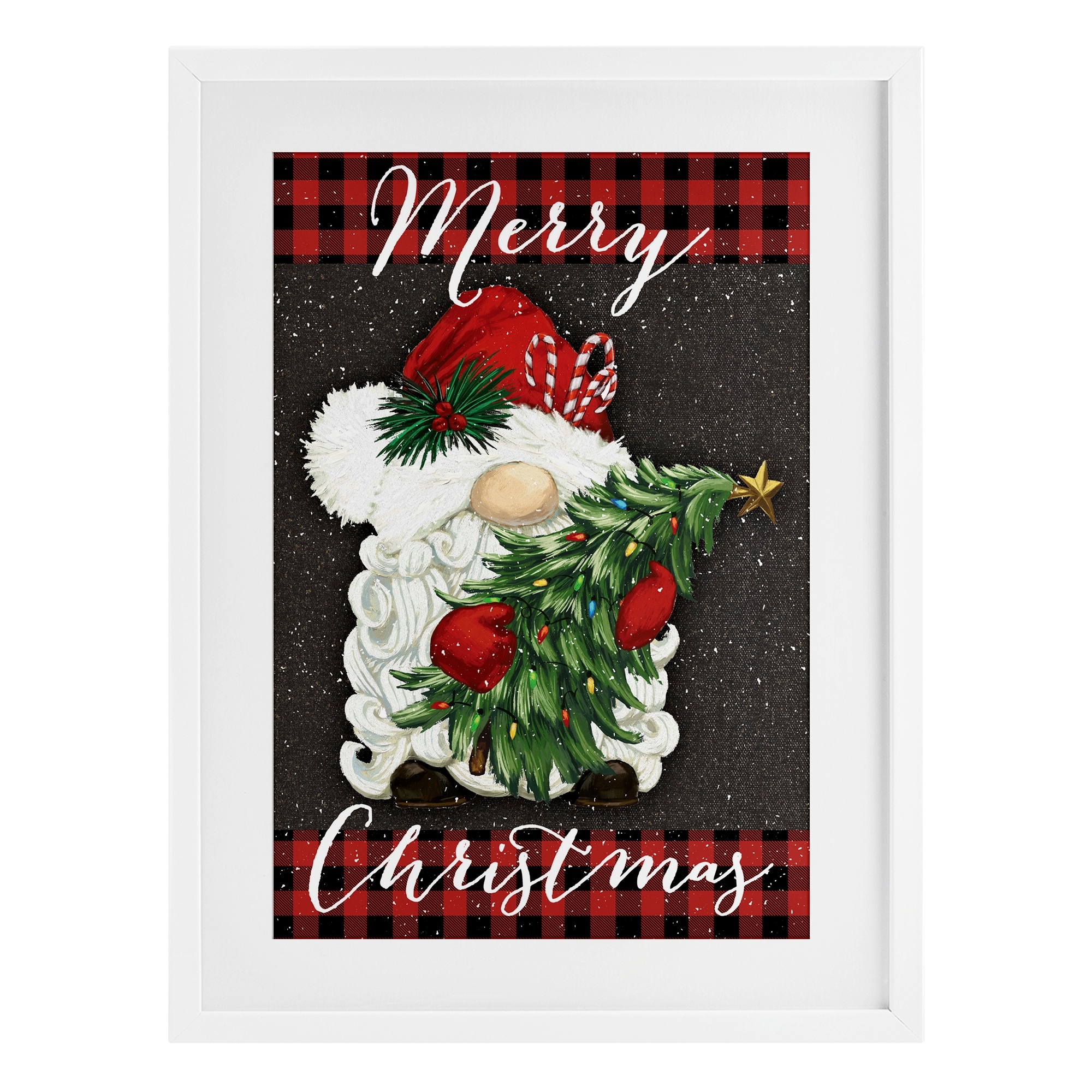 Stupell Merry Christmas Gnome & Plaid Under Glass Framed Design By Dogwood Portfolio