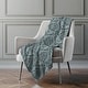 preview thumbnail 13 of 34, Premium Machine Washable Modern Damask Sherpa Throw Blanket Teal - 4'2" x 5'10"