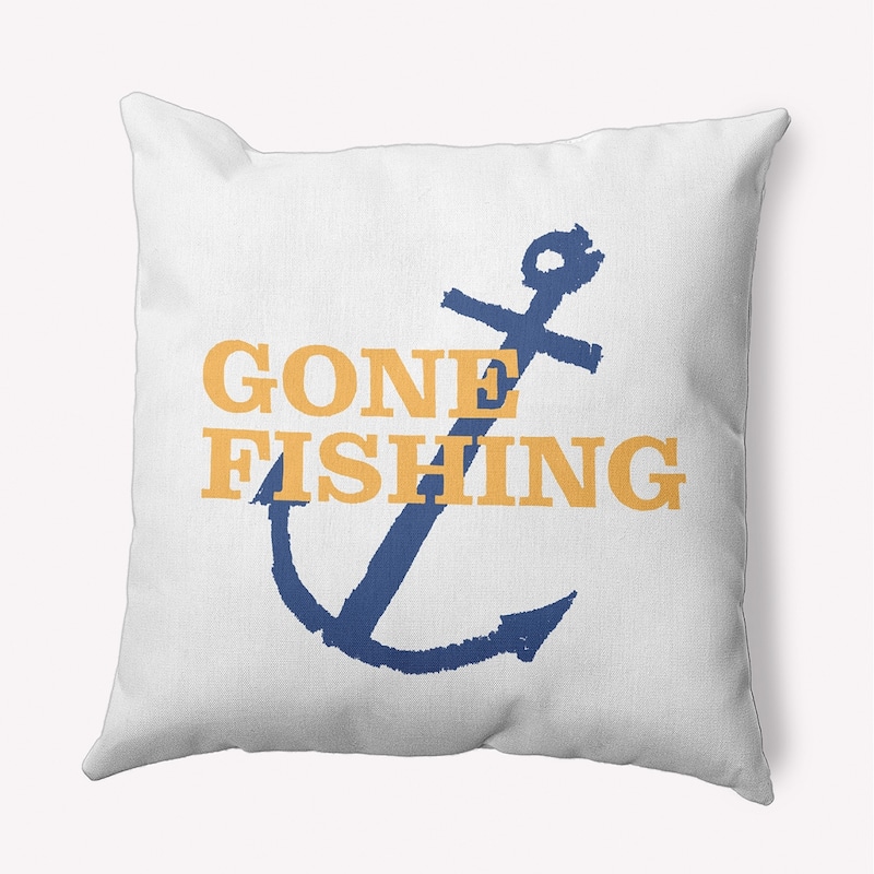 Gone Fishing Polyester Indoor Pillow - Egg Yolk Yellow - 26" x 26"