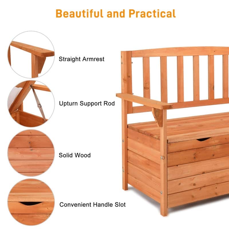 40gal Wood Outdoor Storage Bench