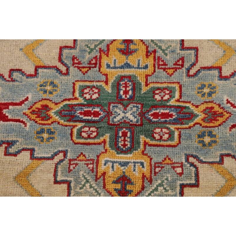 Traditional Beige Kazak Oriental Area Rug Handmade Wool Carpet - 5'2" x 6'10"