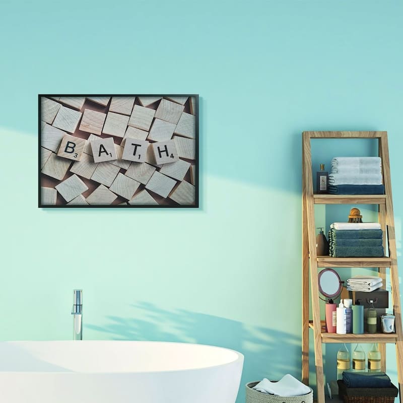Stupell Bath Scrabble Letters Bathroom Photograph Black Framed Wall Art, Design By Artist Daphne Polselli - 24 x 30