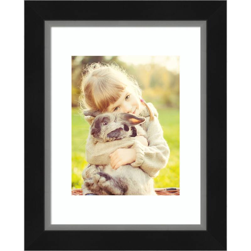 Eva Black Silver Narrow Framed Picture Frame, Photo Frame - 11x14 Matted to 8x10 - Eva Black Silver Narrow
