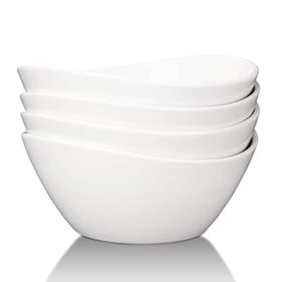 42 Ounce Porcelain Bowls Set of 4 Pack Premium White Ceramic Bowls for Cereal, Soup, Salad, Pasta
