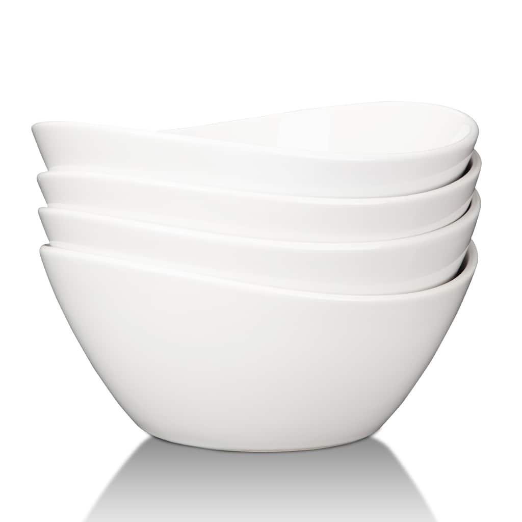 42 Ounce Porcelain Bowls Set of 4 Pack Premium White Ceramic Bowls for Cereal, Soup, Salad, Pasta