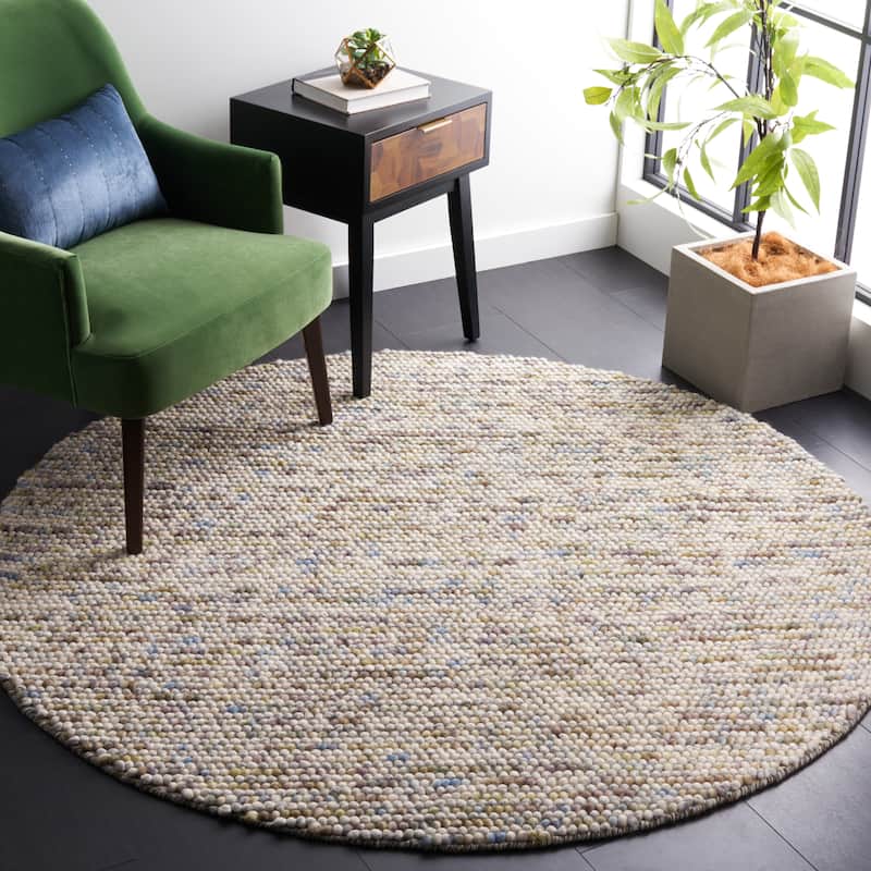 SAFAVIEH Natura Gerta Handmade Wool Area Rug - 4' Round - Ivory/Multi