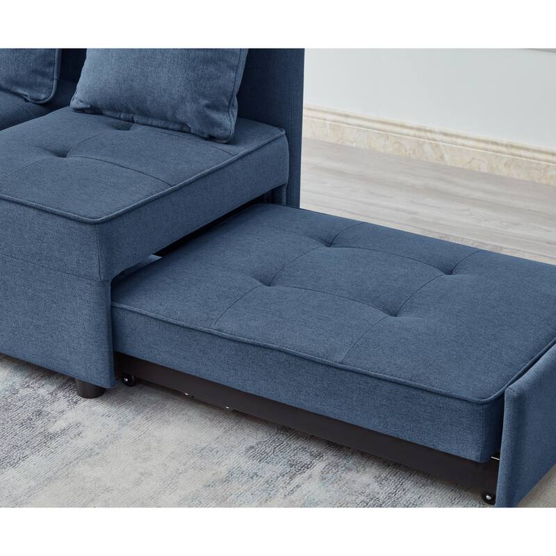 4-in-1 Sofa Bed - Convertible Recliner with Wood Frame