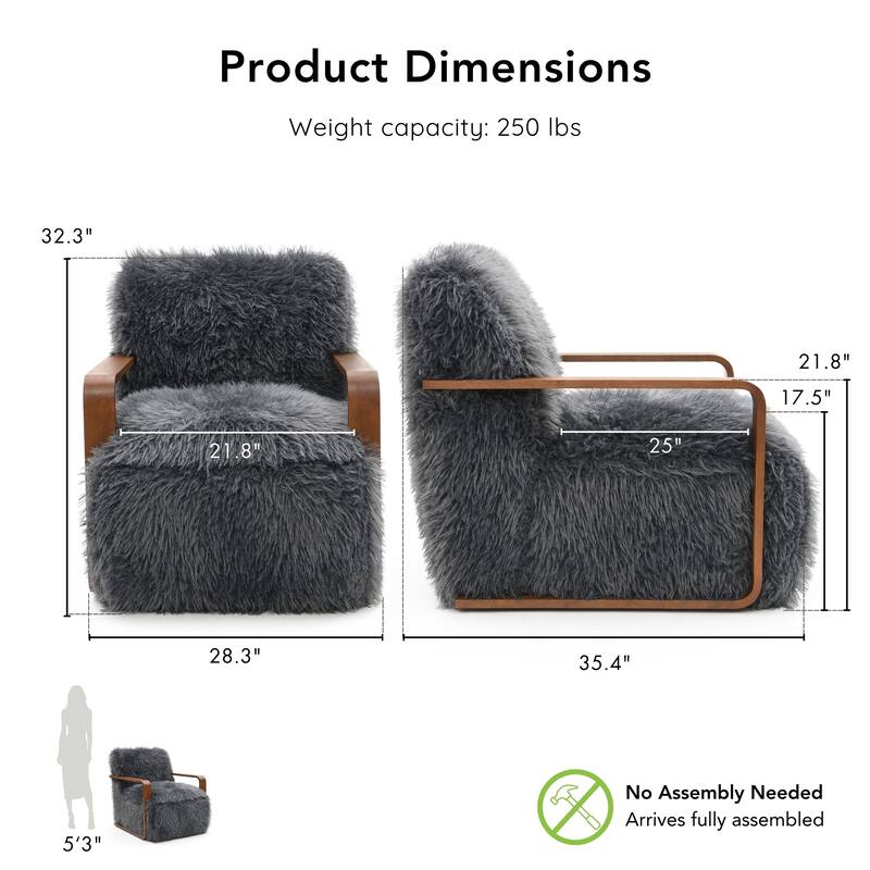 Furniture of America Neyra Modern 28-inch Faux Fur Accent Arm Chair