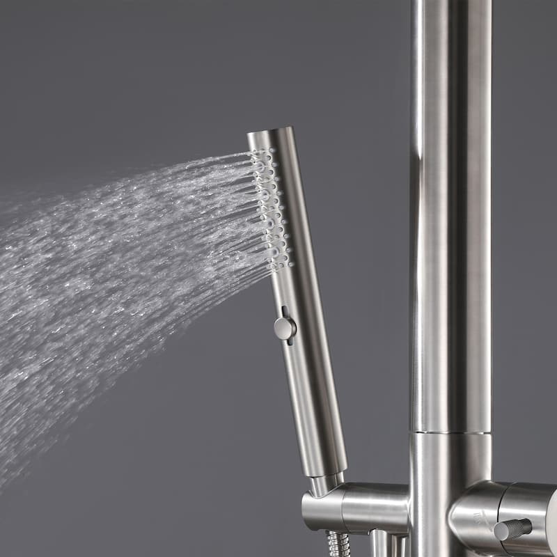 89"H Stainless Steel Freestanding Outdoor Shower with Handheld shower