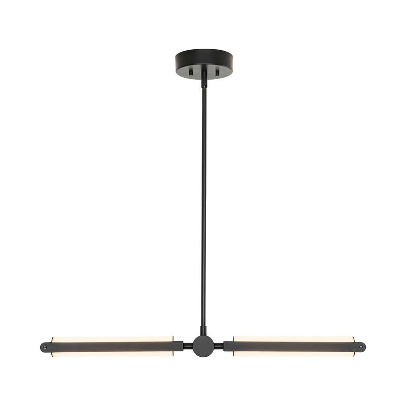 2-Light Modern Linear Dimmable Integrated LED 3000K Warm Light Kitchen Island Pendant Light