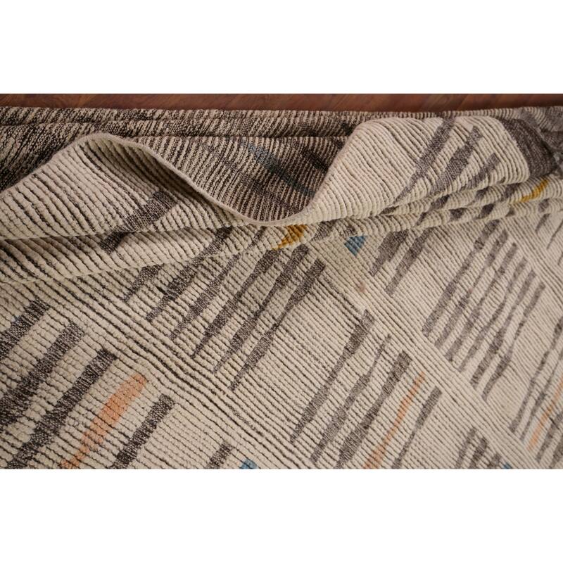 Earth Tone Moroccan Oriental Large Area Rug Hand-Knotted Wool Carpet - 11'6" x 18'4"