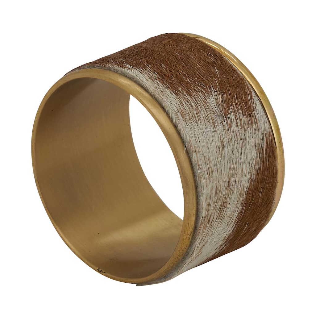 Napkin Rings With Cow Hide Design (Set of 4)