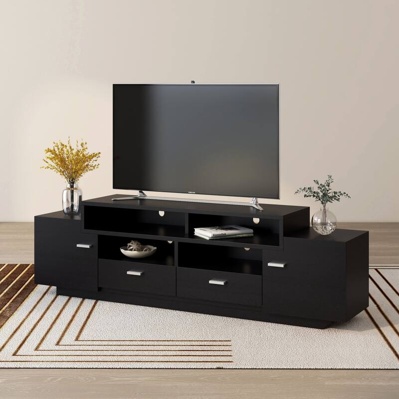 DH BASIC Modern 72" Wide Storage Entertainment Center by Denhour