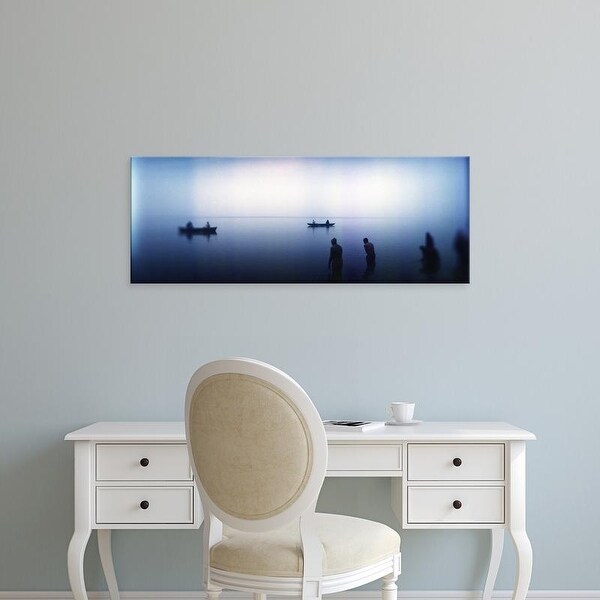 Easy Art Prints Panoramic Image 'Ritual dip in a river, Ganges River, Varanasi, Uttar Pradesh, India' Canvas Art