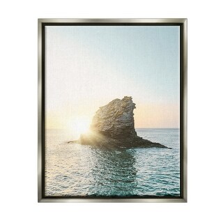 Stupell Ocean Rock at Sunset Framed Floater Canvas Wall Art Design by ...