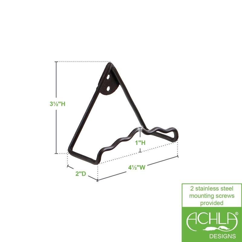 Achla Designs Roman Bronze Wrought Iron Plate Wall Hangers (Set of 2), Powder Coat Finish