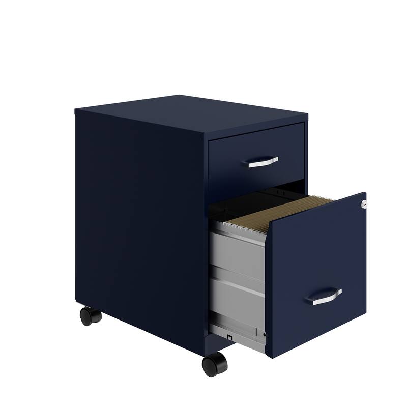 Space Solutions 18" Deep 2 Drawer Letter Width Mobile Vertical File Cabinet with Accessory Drawer - Blue