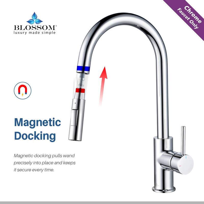 Blossom Solid Pull-Down Kitchen Faucet w/ 360 Swivel, Single Handle