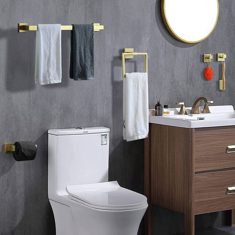5 Pieces Bathroom Hardware Accessories Set - Brushed Gold