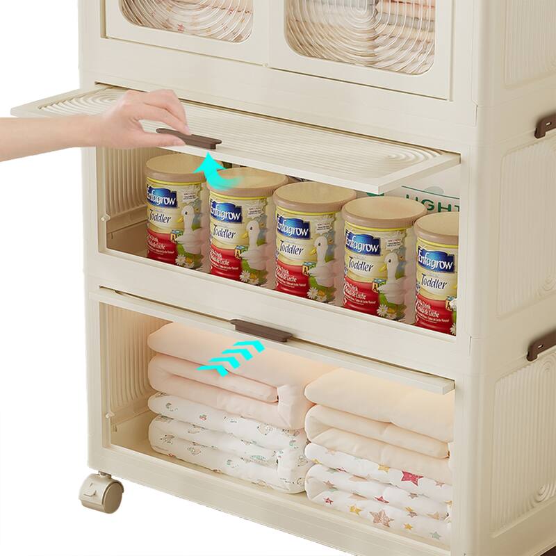 Anmytek Portable Wardrobe White Storage Cabinet with 4 Cubes & Hanging Rod,10 pcs hangers for Bedroom