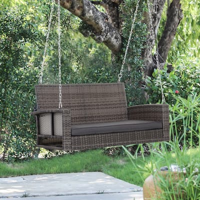 2 Person Wicker Hanging Swing Bench