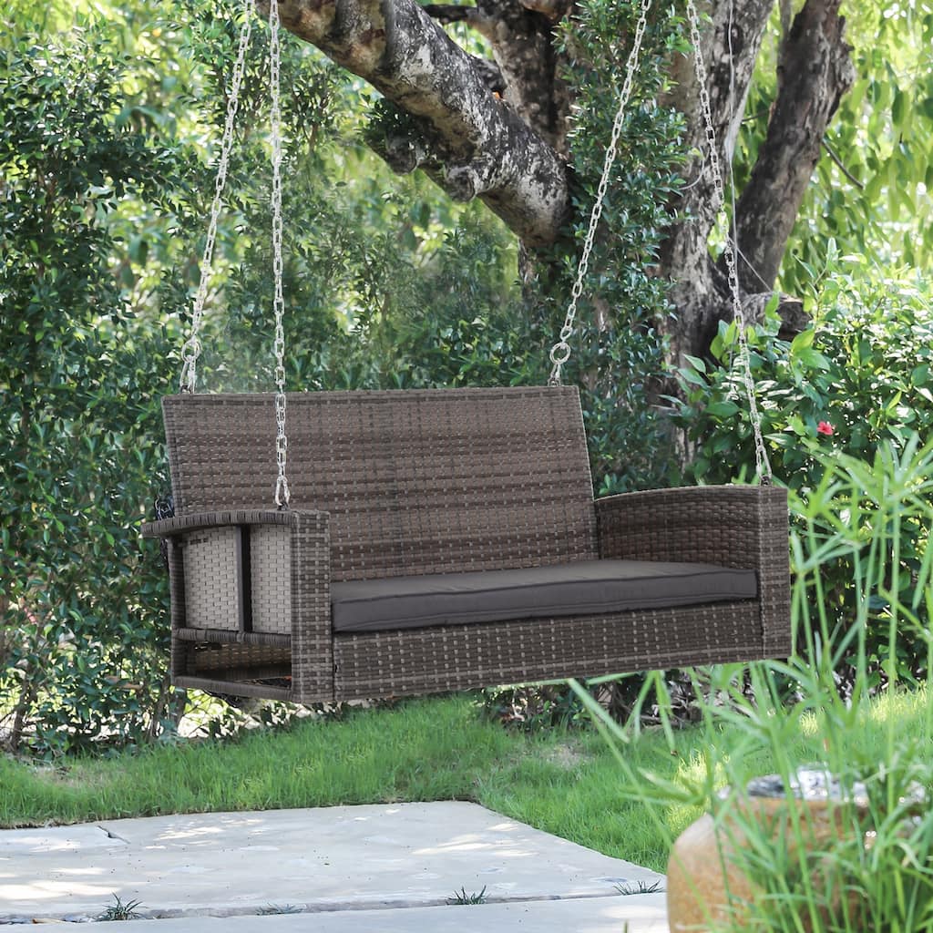 2 Person Wicker Hanging Swing Bench