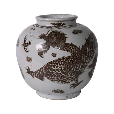 Rusty Brown Dragon Open Top Jar - 14x14x15